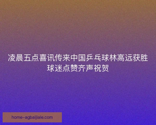 凌晨五点喜讯传来中国乒乓球林高远获胜球迷点赞齐声祝贺